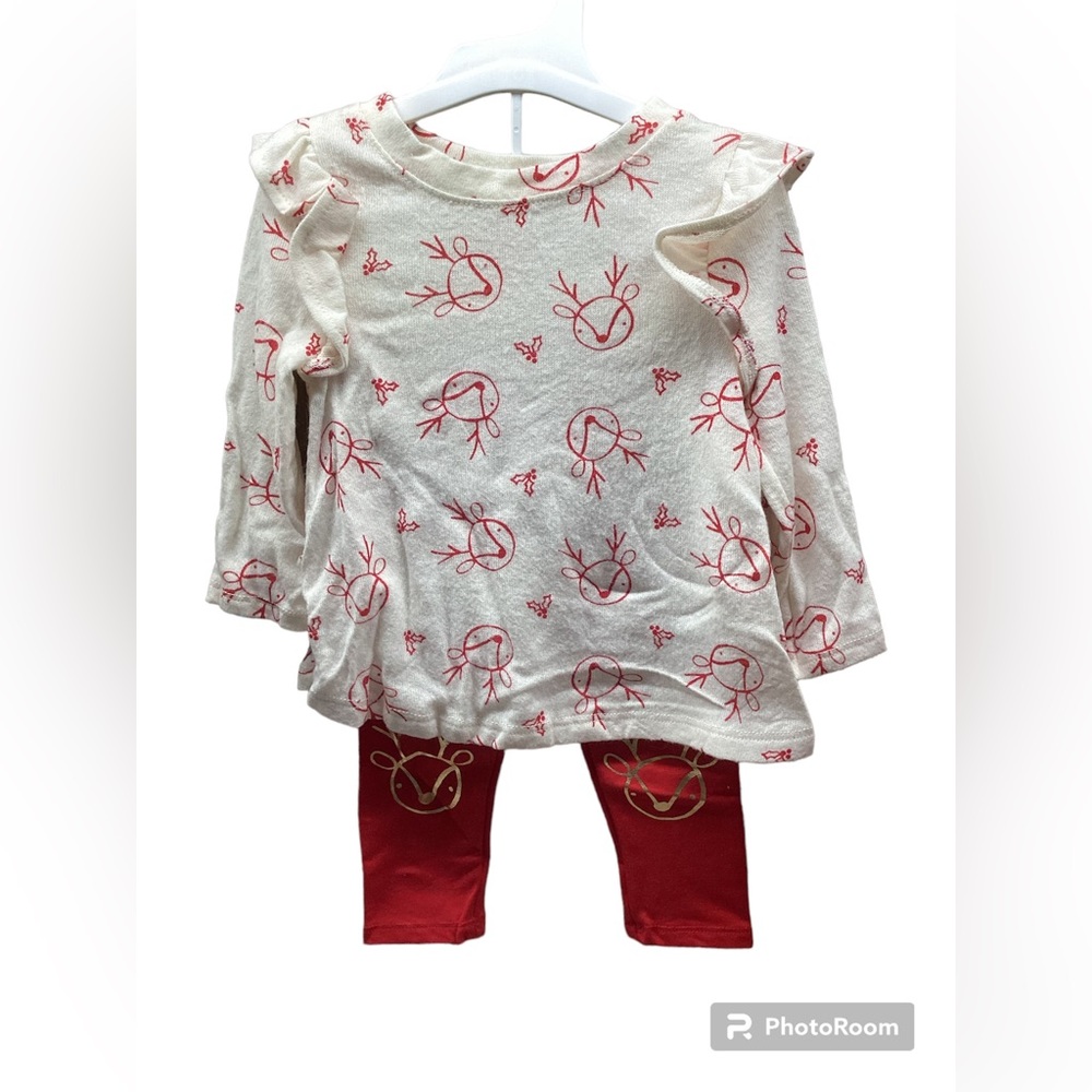 Cat & Jack Christmas Reindeer 2-Piece SIZE 12M Baby Girls